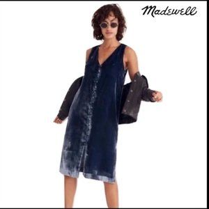 Madewell Velvet Velour Button Front Midi Dress